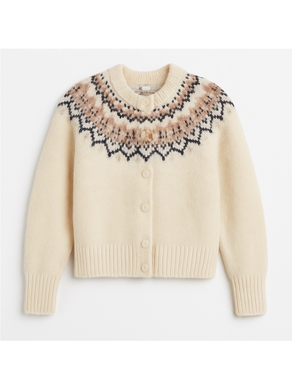 Joie Fair Isle Wool Blend Teddy Cardigan Sweater